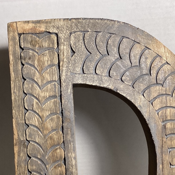 Large Wood Carved Initial “D” - Picture 2 of 8